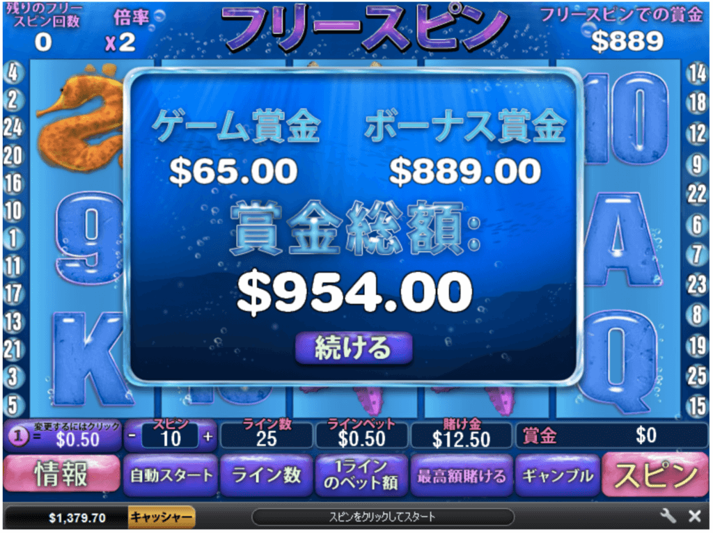 カジノスロット・グレートブルーで10万円勝ち